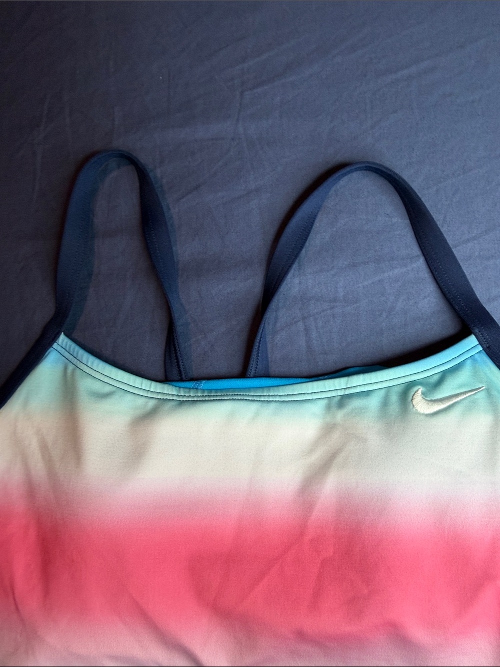 Nike Women's Ombre Coral to Aqua One-Piece Swim Top